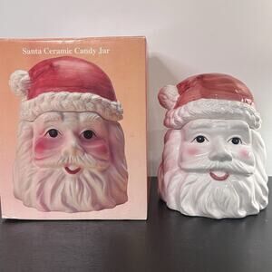 Vintage Ceramic Santa Claus Cookie Jar 6" Christmas Nostalgic With Original Box